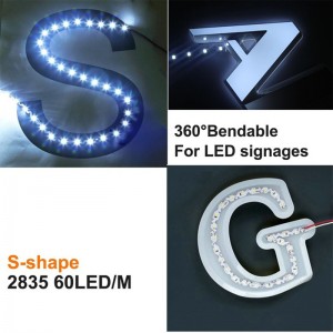 وصول جديد تصميم مفصل IP20 SMD 2835 S الشكل LED انحناء الصمام شرائط مرنة LED قطاع 360 درجة