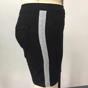 السيدات جانب بريق الشريط الدنيم السراويل WS325