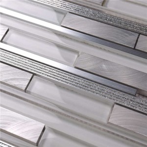 سوبر وايت زجاج و ألو بلاط الحمام الجدار الفسيفساء