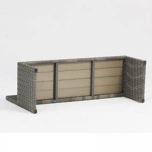 الألومنيوم الروطان مستطيل الجدول حديقة مقاعد البدلاء في الهواء الطلق مجموعة الأثاث مع ثقب مظلة