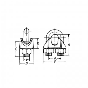 الزنك مطلي الولايات المتحدة نوع طيع سلك حبل كليب