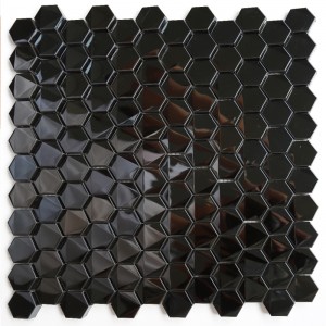 Hexagonal Black Bathroom Kitchen بلاسسبلاش بلاط موزاييك ستانلس ستيل