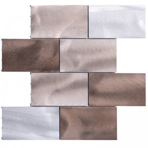 ديكور المنزل نمط مترو الأنفاق المصقول المعدني جدار الألومنيوم بلاط الحمام باكسبلاش فسيفساء