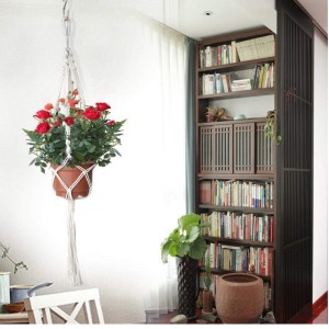 شماعات حبل القطن المصنوعة يدويا للأواني المستديرة والمربعة (الأواني غير متضمنة)