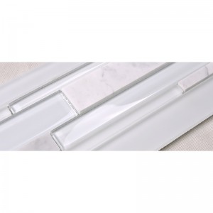 HSD131 الساخن بيع أحدث تصميم الأبيض كارارة الرخام مختلطة الزجاج فسيفساء المطبخ باكسبلاش مترو الانفاق بلاط