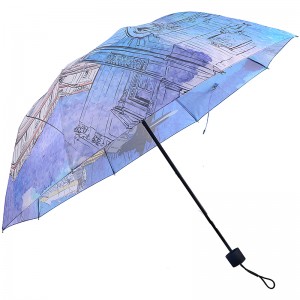 حقيبة تسوق الطباعة الرقمية 3 مظلة قابلة للطي للسفر