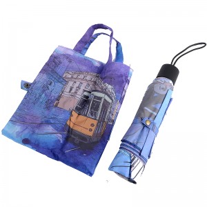 حقيبة تسوق الطباعة الرقمية 3 مظلة قابلة للطي للسفر