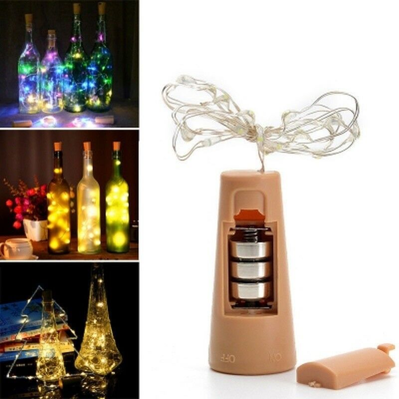 20 LED قطاع النبيذ زجاجة مصباح أضواء الجنية كورك سلسلة الأسلاك 2M حفل زفاف