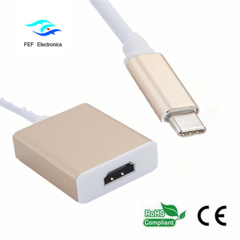 USB نوع ج إلى محول HDMI حالة معدنية أنثى الرمز: FEF-USBIC-006