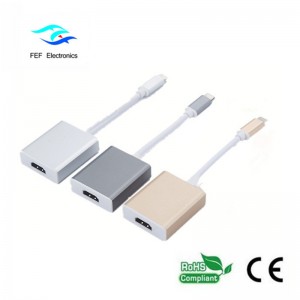 USB نوع ج إلى محول HDMI حالة معدنية أنثى الرمز: FEF-USBIC-006