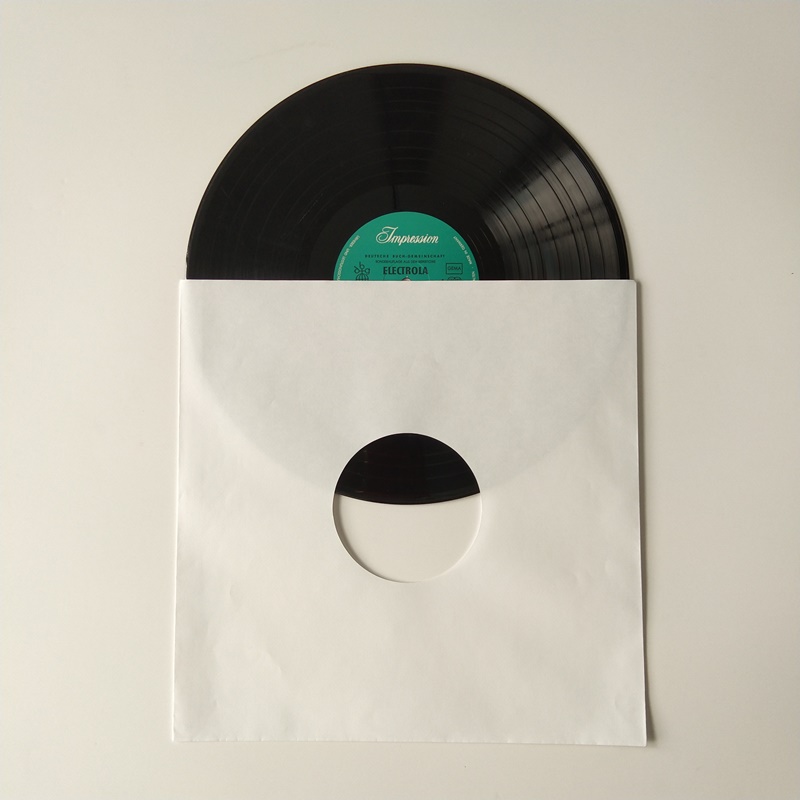 12 LP White Kraft Paper Record Album Sleeves With Center Hole