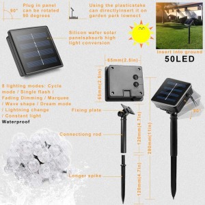 الطاقة الشمسية مصباح سلسلة 50 الصمام فقاعة الكريستال المجال 7 م / 23 قدم 8 وضع أضواء عيد الميلاد الجنية مناسبة للخارجية عيد الميلاد ال...