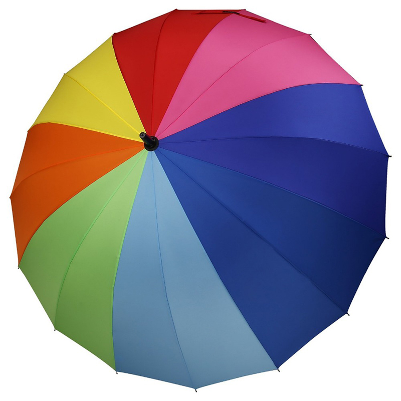 الجملة قوس قزح البضائع الهدايا قماش حريري 16K مظلة المطر التلقائي على التوالي