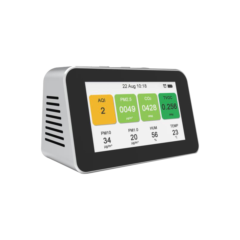 جهاز استشعار ليزر PM2.5 الكاشف المحمولة دقيق كاشف الهواء C02 جودة الهواء مراقب اختبار الحرارة إبقاء الإضاءة بطارية ليثيوم