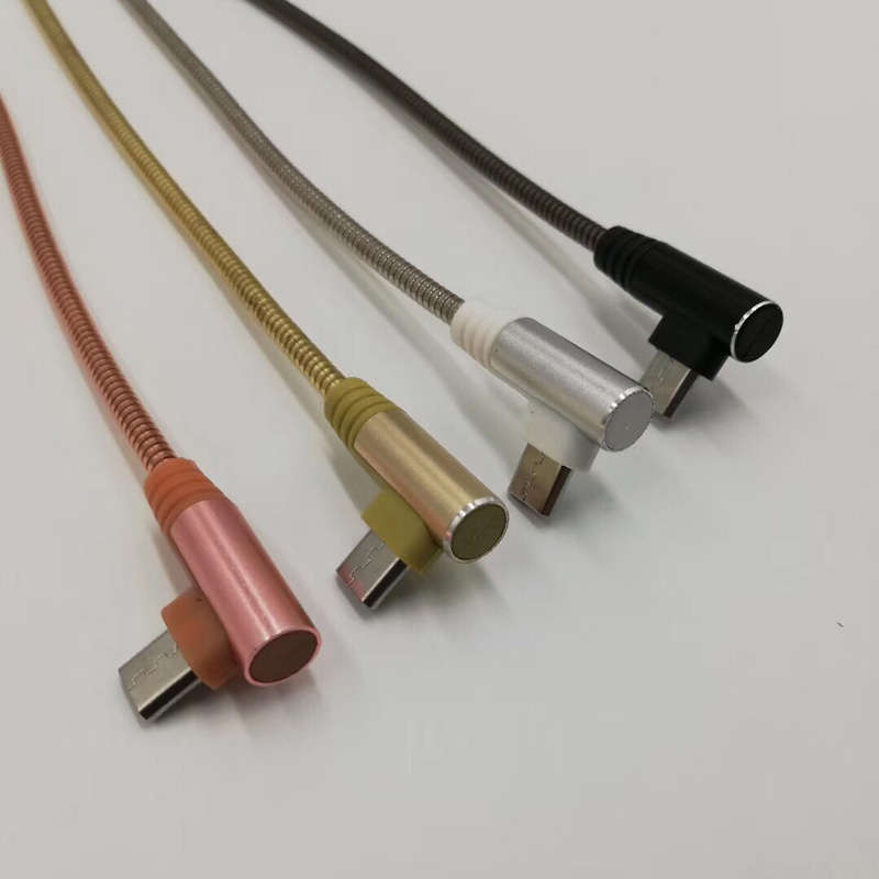 كبل USB 2.0 أنبوب معدني شحن كبل USB الإسكان جولة USB ل micro USB ، اكتب C ، iPhone البرق الشحن والمزامنة