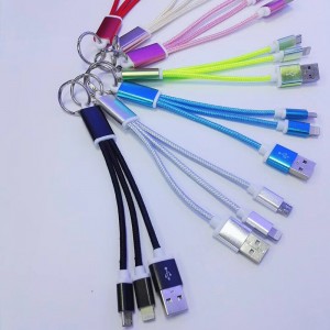 مع الحلقة 2 في 1 كابل مضفر الشحن جولة الألومنيوم الإسكان USB 2.0 مايكرو إلى البرق كابل بيانات USB الصغير