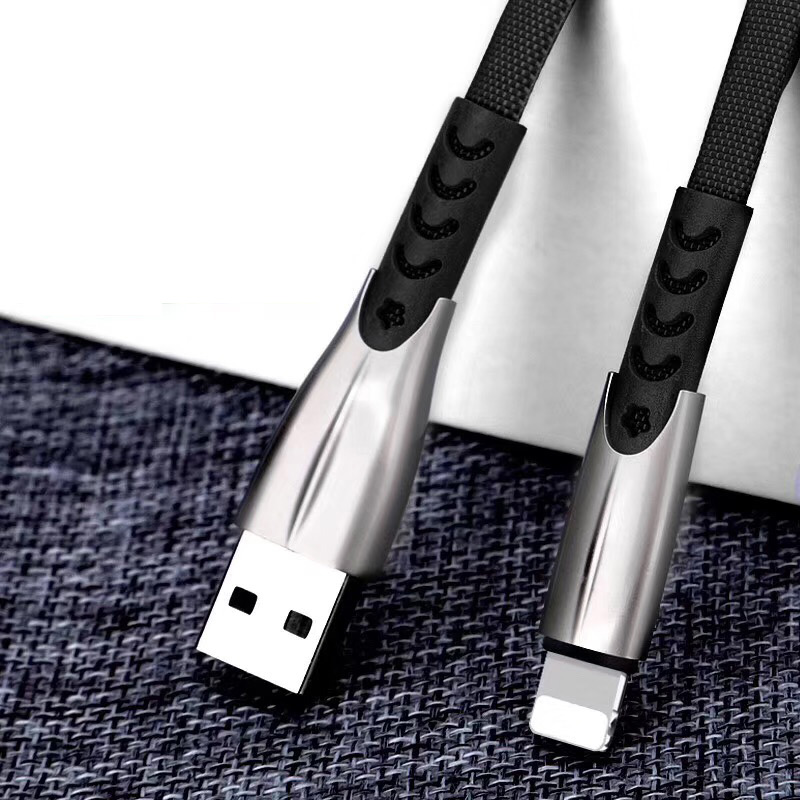 3.8A مضفر سريع الشحن شقة سبائك الزنك الإسكان متشابكة الحرة فليكس الانحناء كابل بيانات USB ل micro USB ، اكتب C ، iPhone تهمة البرق ومزامنة