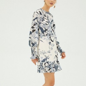 2022 فانيليا طويلة الأكمام مصغرة طباعة اللباس لسيدة