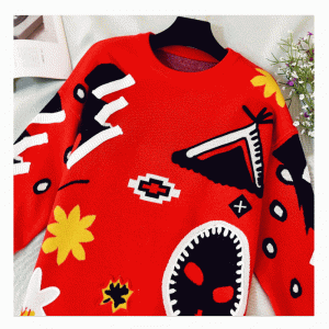 حجم الأوروبي جاكار سترة صوفية سميكة تصميم اللباس دافئ