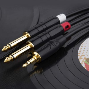 3.5 ملم 1/8 \"TRS إلى 2 × 6.35 مم 1/4\" TS مونو Y كابل الفاصل الكابل لفون ، آي بود ، أجهزة الكمبيوتر المحمول ، مشغلات الأقراص المضغوطة ، مضخم الط...