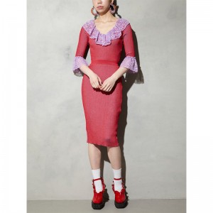 تخصيص صيف قصير مضيئة كم الرباط الضفائر السيدات قلم رصاص سترة متماسكة اللباس