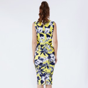 السيدات الصيف البوليستر قبالة الكتف اللباس خمر تصاميم الصور الأزهار طباعة نساء حزب عبودية اللباس