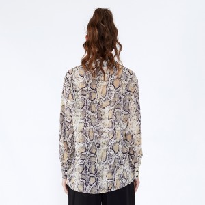 أفعواني طباعة كامو ساري تصاميم فام سيدة بلوزة