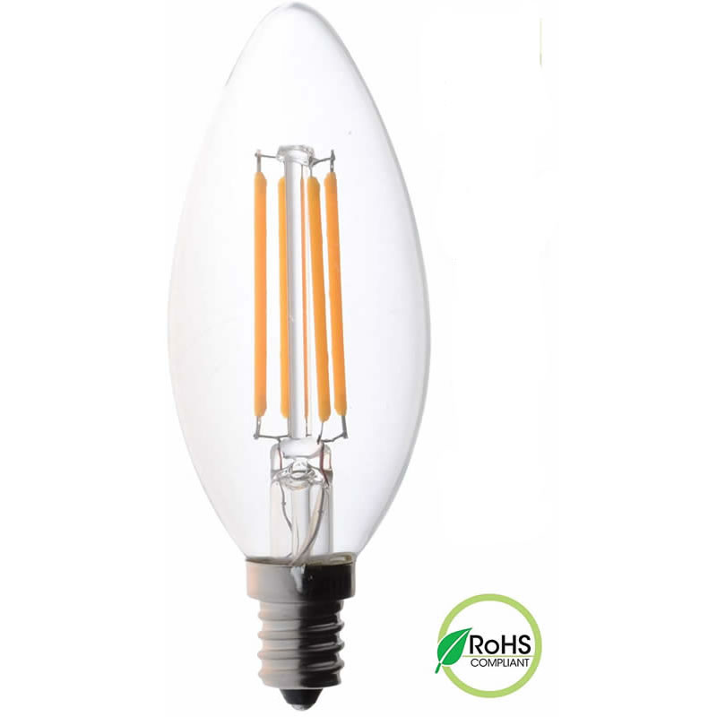 LED 60 وات لمبات الشمعدانات قاعدة متوسطة ، لمبات الشمعدانات ، خيوط عكسية واضحة 60 وات لمبات LED (تستخدم فقط 4.5 واط) ، C37 LED لمبات الشموع