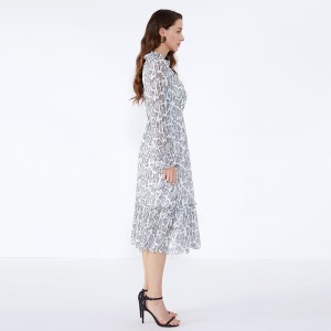 OEM الفستان تصميم كم طويل ماكسي الحيوان طباعة زائد حجم الملابس للسيدات