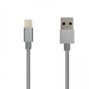 نقي اللون نايلون briaded كبل البيانات Type-C