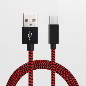 Tpye -C إلى USB شريطية نايلون كبل البيانات