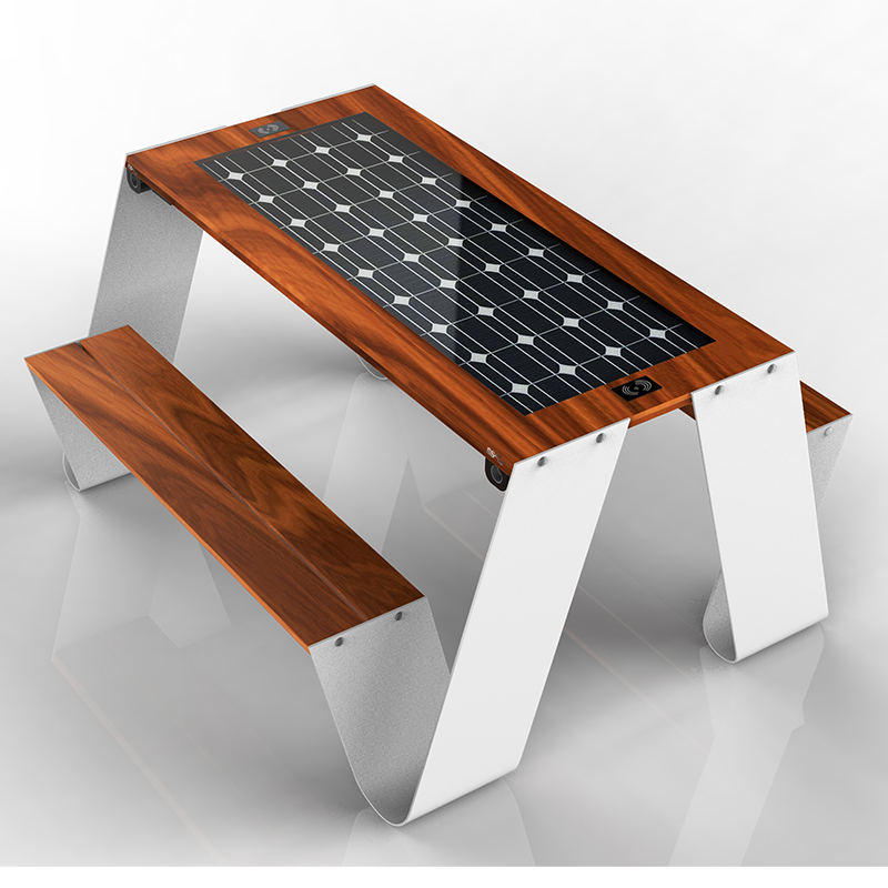 تصميم جديد في الهواء الطلق نزهة الأثاث الشمسية الذكية بارك الجدول مقعد مجموعة