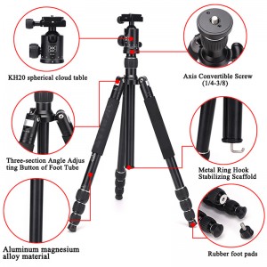 ديات AM294A KH20 المحمولة سبائك الألومنيوم كاميرا فيديو كاميرا ترايبود مرنة السفر كاميرا رقمية ترايبود