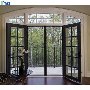 زجاج مصقول مزدوج الألومنيوم يتوقف الباب تصميم حديقة سوينغ الفرنسية الباب الخارجي مفصلات الباب