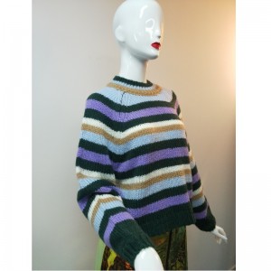 STRIPED ROAD NECK LADIES SWEATER RLWS0009F
