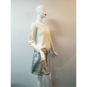 سيدات بيضاء knit سويتر RLWS0020F