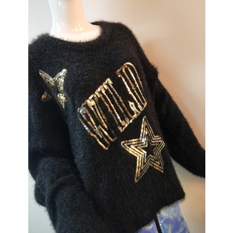 BLACK STAR-PRINT SWEATER RLWS0056F