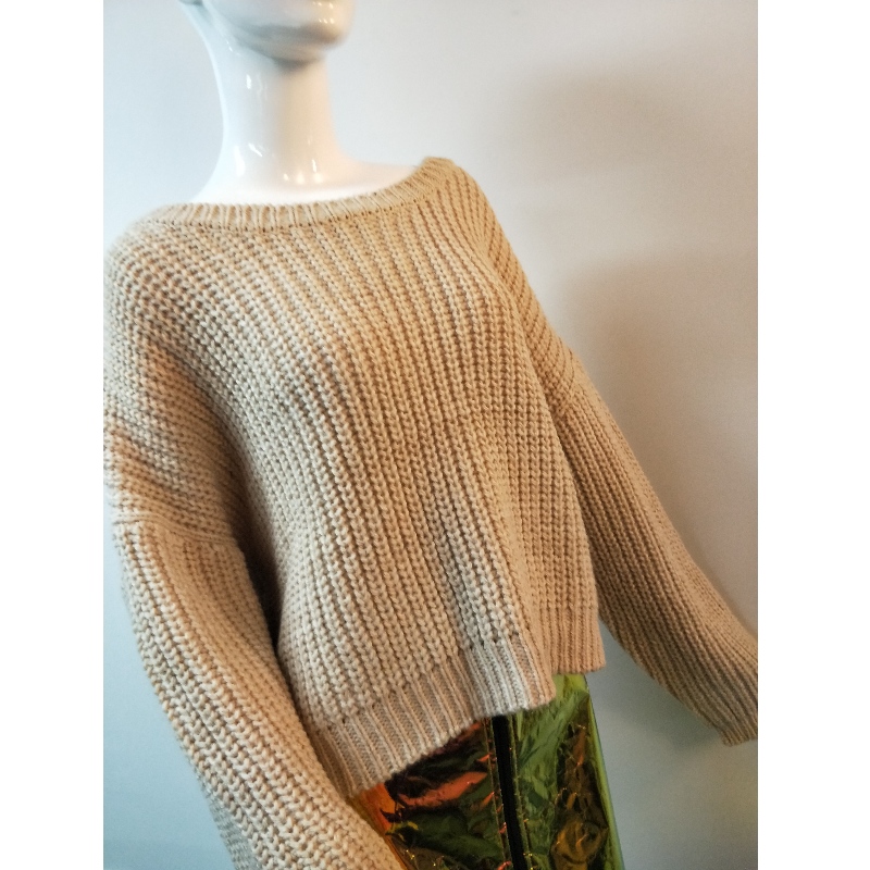 BROWN BOAT NECK SWEATER RLWS0079F