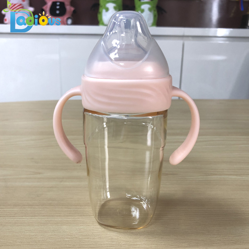 الوليد BPA الحرة PPSU رضاعة 240ML زجاجة الطفل مخصص شعار حليب الأطفال زجاجة مع مقبض