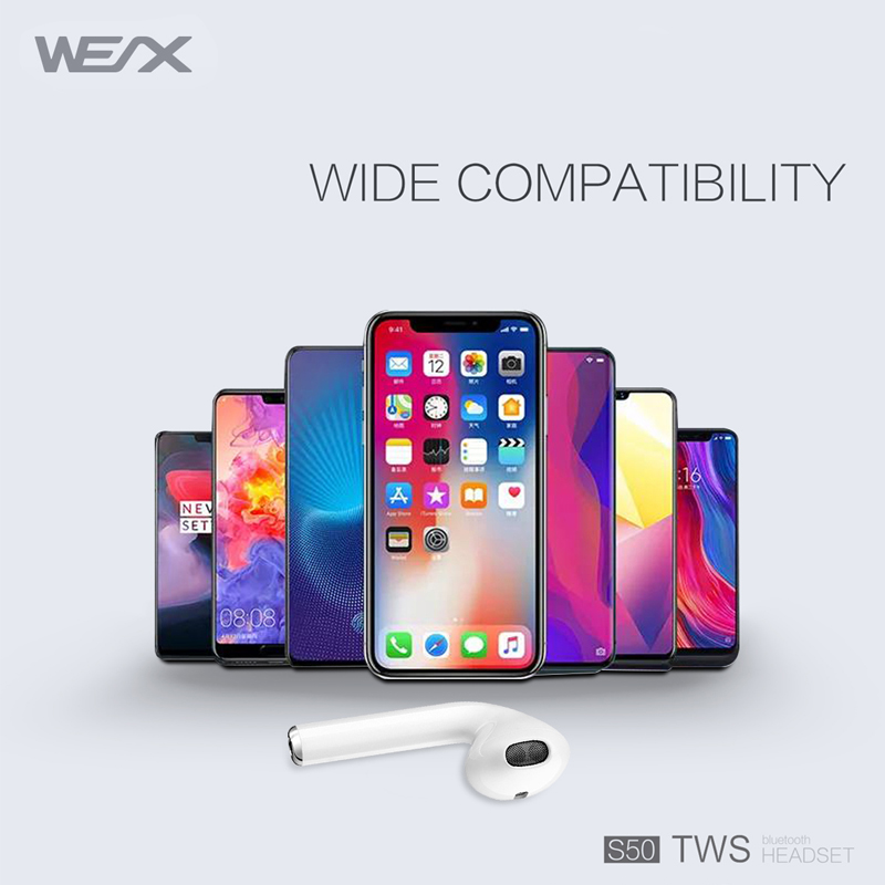 WEX S50 سماعة لاسلكية  ، سماعة ستيريو لاسلكية حقيقية  ، سماعة بلوتوث 5 .0