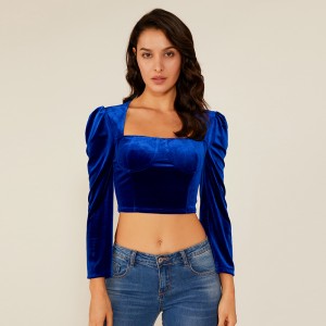 المرأة الصيف حزب نادي تصميم الأزياء سيدة الجملة الجلد المدبوغ تصنيع المعدات الأصلية بلوزة الأعلى