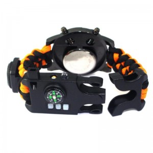 متعددة الوظائف في الهواء الطلق بيع البقاء على قيد الحياة في حالات الطوارئ ووتش السلامة حبل المنسوجة ميزان الحرارة ووتش