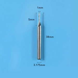 بت طحن كربيد ، مزدوجة المزامير لولبية كربيد شقة نهاية مطحنة CNC راوتر بت 1MM قطع ضياء.