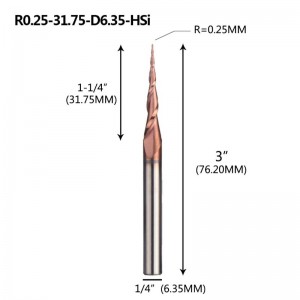 مستدق نهاية الكرة مطحنة الأنف 1/4 \