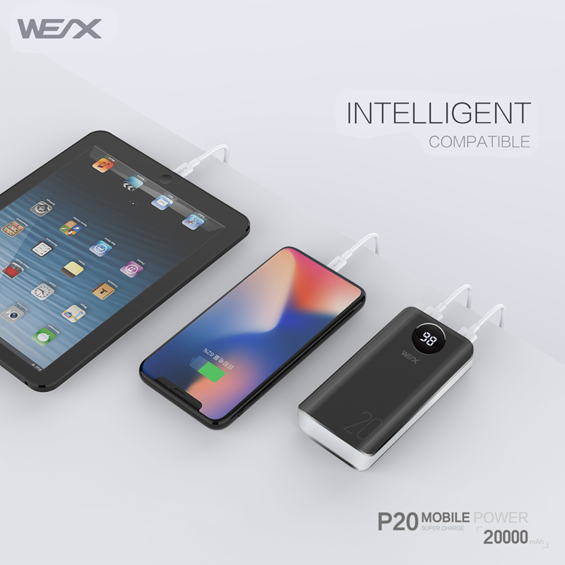 قضية WEX P20 Power Bank ، بطارية أساسية A + Grade - يسهل حملها أثناء السفر ورحلة العمل
