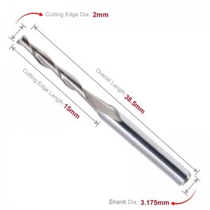 1/8 \"عرقوب ضياء. كربيد نهاية مطاحن نهاية مطحنة القطع 2 مم قطع ضياء. باستخدام الحاسب الآلي جهاز التوجيه بت 2-Flute كتر أداة 10PCS ، 15MM طول حا...