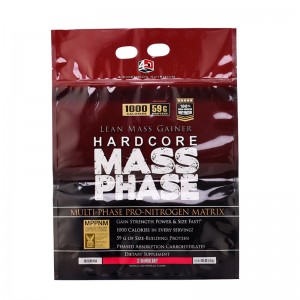 الشركة المصنعة 1 كجم البروتين القاع المسطح حقيبة الحقيبة مع نافذة واضحة أسفل مربع حقيبة مربع الحقيبة مع سحاب الأعلى