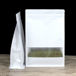 ورقة بيضاء كيس التغليف نافذة بلوري الوقوف مجمعة الجانب سستة أكياس التعبئة الرمز البريدي قفل التجزئة حزمة