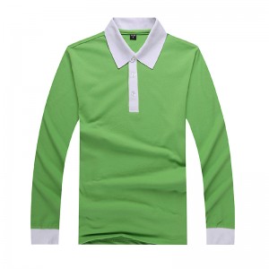 قميص طويل الأكمام مع طوق التباين