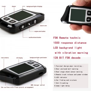 رمز المنتزع سيارة مع اثنين من FSK LCD الارسال إنذار للسيارة عن بعد 500M